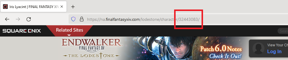 Lodestone ID in URL